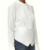 BCBG Kathryn Wrap Shirt Cropped Open Back Cut-Out Cutouts Button-Up V-Neck Top