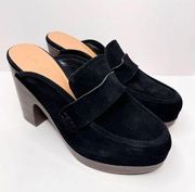 Splendid Clogs Vina Platform Size 10 Black Suede Leather Slip On Heels
