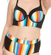 Swim by Cacique 26 46D Plus Size Striped Bikini