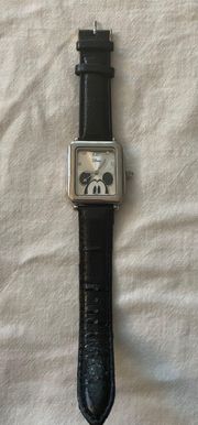 Mickey Mouse MK 1007, Wristwatch Black Faux Leather Band Needs Battery