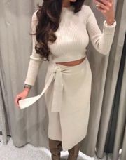 women's size S sweater ribbed knit midi skirt in cream