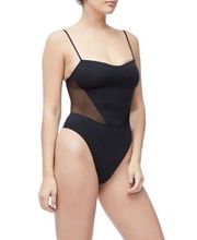 Good American Mesh Sweetheart Bodysuit Black 2/M