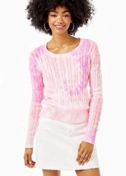 Skylla Pelican Pink Dream Tie Dye Cable Knit Sweater