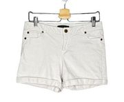 Max Studio White Rolled Cuff Stretch Denim Jean Shorts