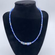 Handmade Crystal Glass Oval Cabochon Bead Necklace