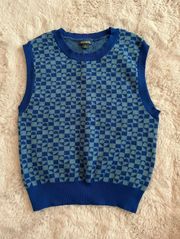 blue heart checkered sweater vest