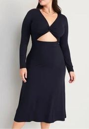 Fit & Flare Twist-Front Cutout Midi Dress for Women Plus Size