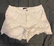 Distressed White Denim Shorts