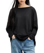 NEW AllSaints Rita Long Sleeve Oversized Black T-Shirt MEDIUM