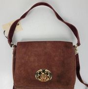 Emma Fox Womens Crossbody Shoulder Bag Burgundy Suede Leather Boxy Flap NEW