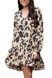 Mud Pie S Cheetah Print Button Up Ruffle Dress