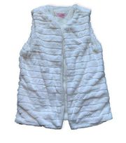 Pink Lily White Faux Fur Vest L