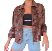 Ruby Rd Brown Faux Alligator Jacket