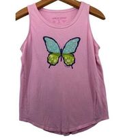 Life Is Good Womens Tank Top Crusher Lite Sz S Pink Butterfly Jersey Knit Casual