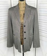 Amanda Smith Herringbone Oversized Blazer Jacket Black Tan 6 Single Breasted