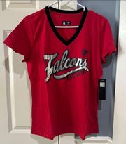 Women’s Size XL  Atlanta Falcons Red V-neck Shirt
