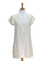 A/X Armani Exchange Linen Silk Dress Cream Size 2 NWT Neutral Miniamalist Summer