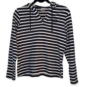 The Black Dog Brand Navy and White Striped Pullover Cotton Hoodie Size Small