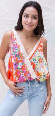 Tied To You Floral Fiesta Bohemian Tank Top Blouse Size Small 💐