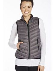 Fabletics Fenway Puffer Down Vest Dark Grey/Black Size Small Full Zip Pockets