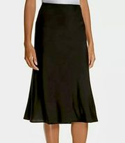 black silk knee length midi skirt 