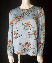 Honey Punch Blue Floral Long Sleeve Top