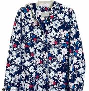 Woman Within Button Closure Hooded Floral Coat