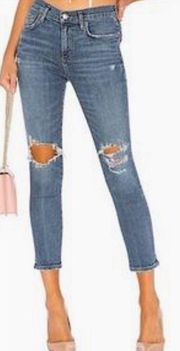Sophie High Rise Crop Ripped Jeans size 29