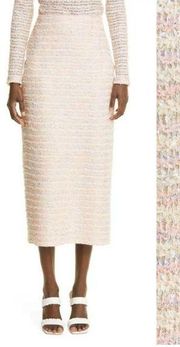 💕ST JOHN💕 Transparent Textured Tweed-Knit Pencil Skirt ~ Primrose 10 NWOT