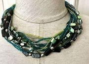 Coldwater creek blue abalone mule strand statement necklace