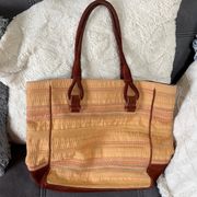 BOTTEGA VENETA Brown Suede & Camel Color Tote Bag