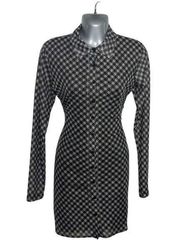 Women’s Fitted Retro Grunge Motel Mini Button Up Gingham Print Dress Size M