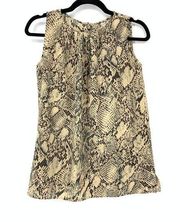 LOVEAPPELLA Top Women's Size XS Snakeskin Tank Back Button Sleeveless Brown