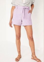 Old Navy Purple Belted High Waisted Twill Shorts Size Large New