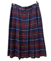 Sophisticates By Pendleton Knockabouts Red Blue Plaid Pleated Wool Skirt Size 16