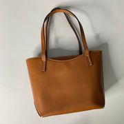 Structured Faux Leather Brown Tote Bag Medium Size