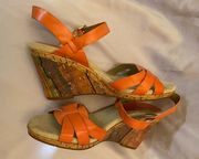 Bandolino open toe cork wedge heel  Coral color Sandal size 9