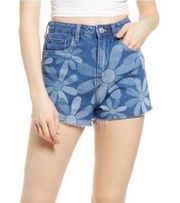 Blank NYC Reeve Floral High Waist Cutoff Cotton Denim Shorts Size 24