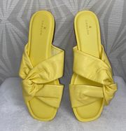 Women Yellow Leather Canari Slide Sandals