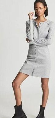 💕REISS💕 Astrid Ruched Long Sleeve Jersey Knit Dress ~ Grey XL NWT