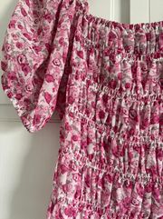 Pink Floral Puff Sleeve Top