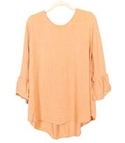 PINKBLUSH Peach Bell Sleeve Blouse Lightweight Keyhole Back Womens Maternity 2XL