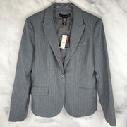 NWT New York & Company Heather Pinstriped Blazer Jacket Gray Career Office 14