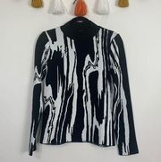 NWT River Island Mock Neck Black White Marble Knit Sweater Size 8