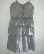 ruffle layered strapless dress medium