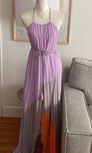 L’ATISTE BY AMY Voluminous Flowy Halter Chiffon Spring Summer Maxi Dress Size L