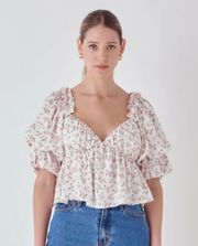 Floral Print Satin Top