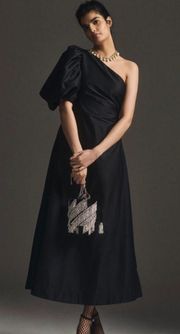 Aureta Studio One-Shoulder Puff-Sleeve Dress