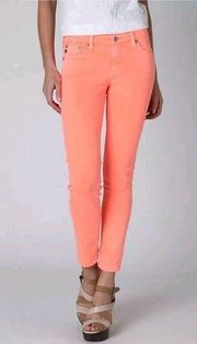 Ag Adriano Goldschmied Neon Pink/Orange The Stevie Ankle Straight Jeans Size 24