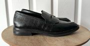 Rebecca Minkoff Pacey Croc Embossed Leahter Pointed Menswear Loafers Shoes 5.5